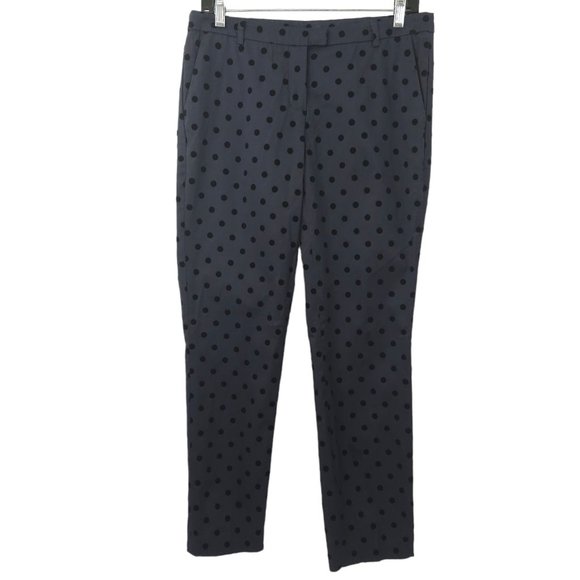 Cynthia Rowley Polka Dot Pants Womens Size 4 Low Rise Ankle Length Blue Black - Picture 1 of 11